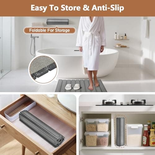 Stone Drying Mat for Kitchen Counter, Fast Dry Dish Drying Mats,Quick Dry Absorbent Collapsible Diatomaceous Earth Bath Mats, Large Stone Bath Mat for Kitchen Dishes Bottles Cups Bathroom - Thumbnail 6