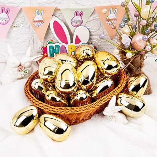 Supernal 40pcs Golden Easter Egg 3.1"Large Golden Metallic Easter Eggs Great For Easter Theme Party Favor Easter Eggs Hunt,Easter Eggs Bulk,Easter Eggs For Candy Treats(Gold) - Thumbnail 6