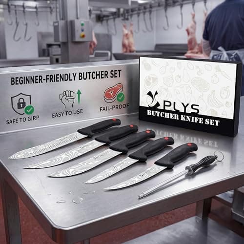 Plys 7-Piece Butcher Knife Set for Meat Processing, BBQ Boning Chicken Tool - Thumbnail 4