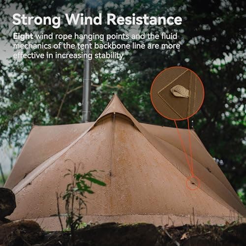 Thous Winds Lightweight Tent, Ultralight Pyramid Tent for 2-Person, with Rainfly and Carry Bag for Backpacking, Trekking, Camping, Climbing, Hiking, Olive-Green - Thumbnail 5