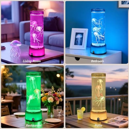LKUA LED Large-Sized Dreamy Jellyfish lamp, Luminous Base with Bright RGB Color Changing Effect, Home and Office Decorative Atmosphere lamp, Children's Gift (Square Bottom) - Thumbnail 2