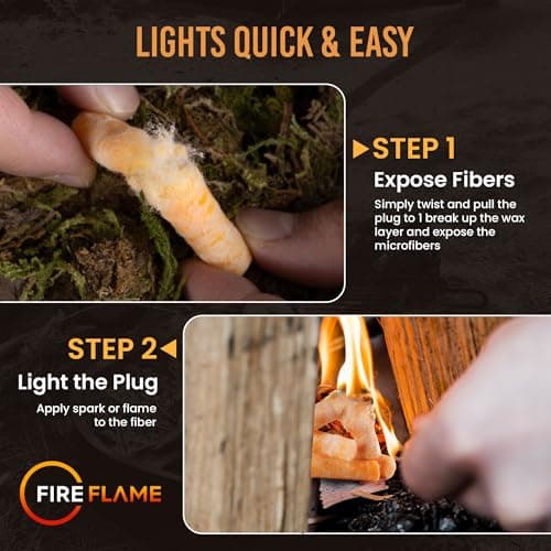 Fireflame Fire Plugs Fire Starter - Quick Instant 100% Waterproof Firestarter for Emergencies, Survival, Campfires, Fire Pits, Charcoal Grill - All Natural, Odorless & Non-Toxic - 50 Plugs in Bag - Thumbnail 6