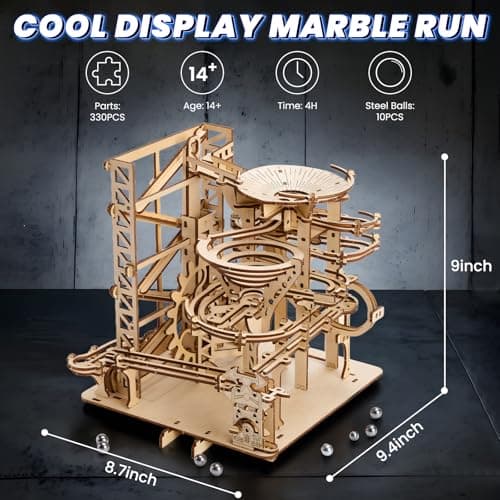 Uplike 3D Wooden Puzzles for Adults: 330 pcs 3D Mechanical Wood Marble Run with Roller Coaster Model Kit for Brian Teaser to Build - Christmas Hobbies Craft Kits Puzzles for Adults Home Decor Gifts - Thumbnail 2