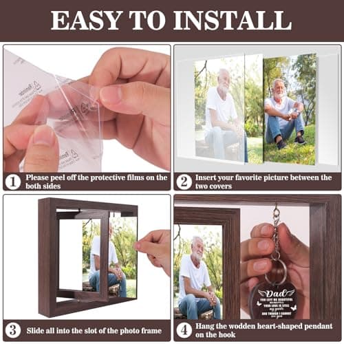 Boiveco Memorial Gifts for Loss of Dad, Sympathy Gift for Loss of Dad Memorial Picture Frame, In Memory of Father Grief Remembrance Bereavement Funeral Condolence Gifts for Loss of Father, Display Two 4x6 Photos - Thumbnail 6