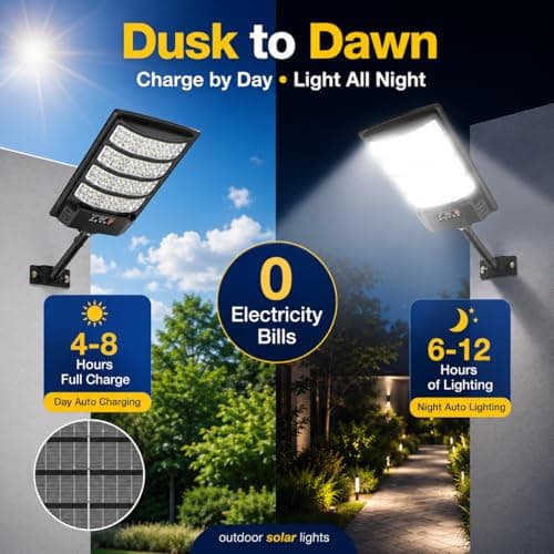 Vipzon Solar Lights Outdoor, 2 Pack Motion Sensor Outdoor Lights Waterproof, Solar Flood Lights Outdoor with Remote, Dusk to Dawn Solar Outdoor Lights for Yard Patio Garage Garden Security Lighting - Thumbnail 4