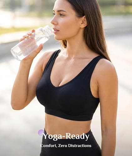 YADIFEN 3 Pack Womens Sports Bras,Wireless Comfortable Seamless Sleep Yoga Sports Bras for Women with Removable Pads - Thumbnail 3