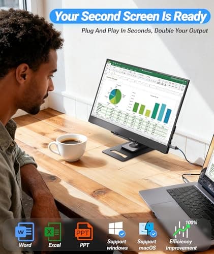 Ingnok Portable Monitor, Ultra Slim 15.6 Inch FHD IPS Laptop Screen Extender with Adjustable Stand, USB C Compatible, Ideal for Travel and Office - Thumbnail 4