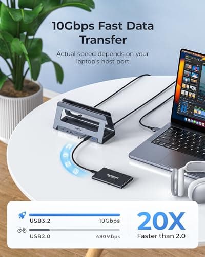 RayCue USB-C Docking Station for MacBook Pro/Air, Dual HDMI, USB-C Dock with 10Gbps, PD3.0, RJ45, 2xUSB 3.0, 2xUSB 2.0, SD/TF, Audio - Thumbnail 3