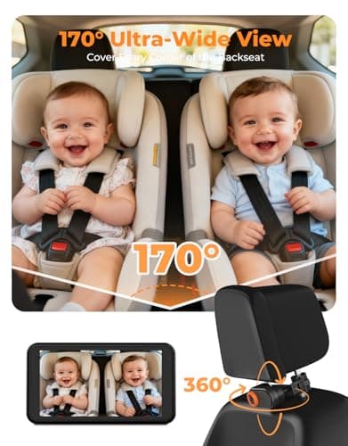 LUCKVIEW BM2A Baby Car Camera – 3X Zoom to See Baby Clearly, 5.2" 1080P Display & Auto IR Night Vision, Rear-Facing View Monitor, Easy Install for Parents & Pet Owners - Thumbnail 5
