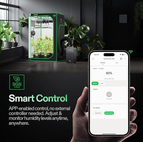 VIVOSUN AeroDrain D12 Smart Environmental Dehumidifier, up to 12L/day, 2L Water Tank, with Temperature & Humidity Sensor Probe, Smart Remote Control, Designed for Grow Tents - Thumbnail 3