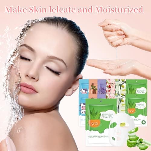 12 Sheets Face Masks Skincare, Moisturize Face Masks Suitable for Sensitive Skin, Hydrate Facial Mask for All Skin Types, Bulk Facial Masks for Women Skin Care, Soothe Face Mask for Spa Party - Thumbnail 5