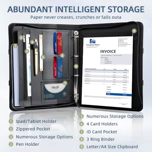 BRAVE ELK Zippered Padfolio Portfolio Binder, 40 Sleeves & Tablet Holder Case - Thumbnail 3