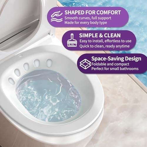 RUGUO Sitz Bath for Toilet Seat - Yoni Steam Seat - Sitz Bath for Hemorrhoids and Postpartum Care - Portable Bidet BPA Free - Foldable Basin for Epsom Salt Soak - Pink - Thumbnail 5