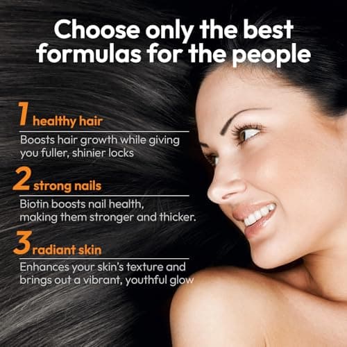 LOTFLY Biotin 10000 mcg with Zinc Vitamin C & Calcium Pantothenate – Supports Healthy Hair Growth, Strong Nails & Glowing Skin for Women & Men | Made in The USA | 60 Vegan Capsules (2 Months Supply) - Thumbnail 3