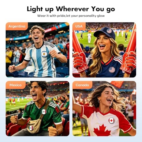 1.85" HD Smart Fan Badge, Bluetooth NFC Digital Pin with 600mAh Battery & 7 Color LED, Customizable Touch Screen Electronic Badge for World Cup Soccer Football Fans Stadium Party - Thumbnail 3
