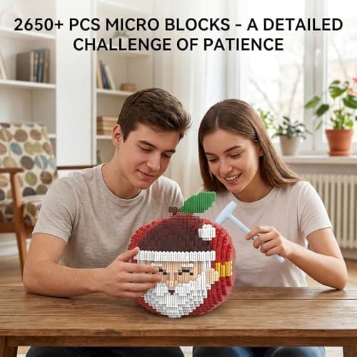 SehrKlug 7.1" Christmas Apple Micro Building Blocks Set, Challenging DIY Model Kit for Adults, Ages 14+ - Collectible Home Decor - Relaxing Activity, Keep Busy, Gift Idea for Birthdays, Christmas - Thumbnail 3