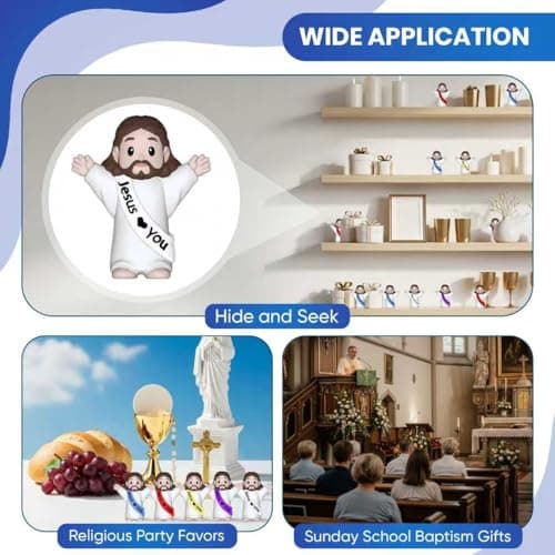 NOIENSI 300 PCS Little Jesus Figures– Multicolor Mini Jesus Figurines in Bulk, Jesus Loves You Figures for Easter, Church, and Religious Celebrations - Thumbnail 4