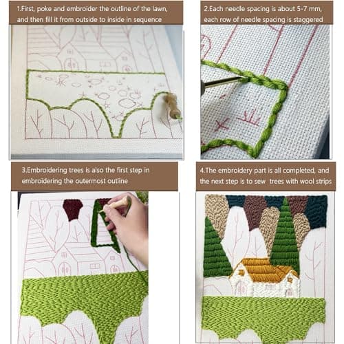 clberni Punch Needle Kit, Punch Needle Embroidery kit, Crafts for Adults, Matching 16“Photo Frame Hanging on Wall as Home Décor (Forest with Photo Frame) - Thumbnail 5
