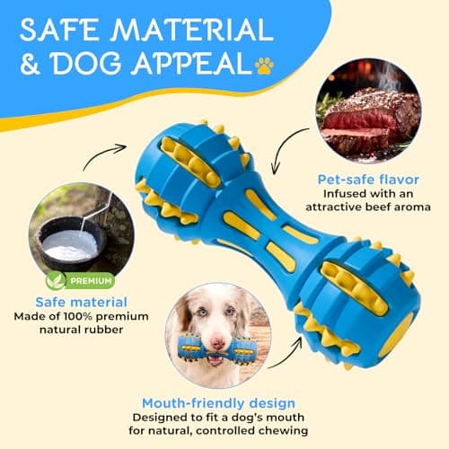 Ruffoo GnawBell Dog Squeak Toy for Interactive Play, Dual-Color Design Chew Toy for Dogs, Durable Natural Rubber Dog Toy for Medium & Large Breeds - Thumbnail 2