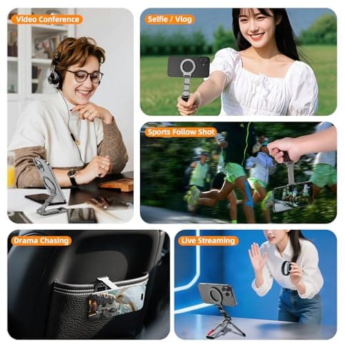 Flymile Magnetic Phone Tripod Stand for iPhone, Aluminium Lock Mini Tripod with Arca-Swiss, for MagSafe Smartphone Holder Quick Mount with 1/4'' Screw Hole and Cold Shoe for iPhone 17 16 15 14 13 12 - Thumbnail 5