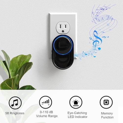 Wireless Doorbell, PHYSEN Wireless Doorbell for Classroom 3 Push Buttons 2 receivers, Operating at 1300 ft Range, 58 Melodies 5 Volume Levels & LED Flash, Waterproof Doorbell Chime Kits for Home - Thumbnail 2