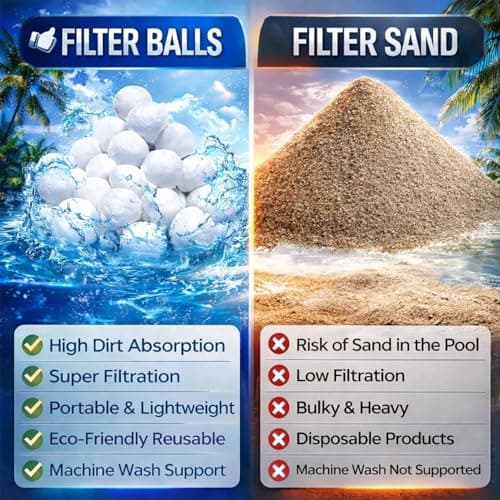 Fwxdbwyl 3.1 Lbs Pool Filter Balls for Sand Filter, Eco-Friendly Filter Balls Replace 100 lbs Pool Filter Sand, Lightweight and Reusable Fiber Ball, Pool Filter Media Balls for Swimming Pool - Thumbnail 3
