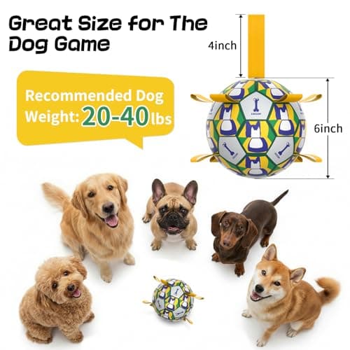 COSOWO Interactive Dog Soccer Ball with Straps, Footable Floating Dog Toy for Training, Fetch & Water Play, 6 Inch for Small Medium Dogs, A - Thumbnail 6
