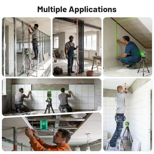 Laser Level with Tripod 60 Inch, Huepar Self Leveling Laser Level with 2 Plumb Dots -Green Cross Line Laser Leveler Tool with 360° Horizontal and 140° Vertical Line for Construction & Home Use 621CGT - Thumbnail 6