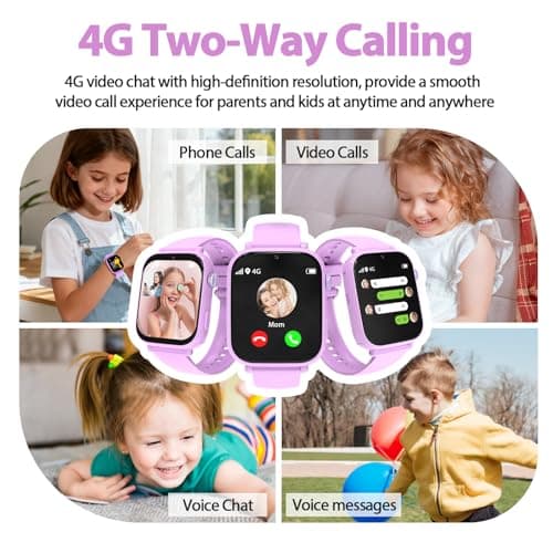 AXYWINBO Kids smart Watches for Girls Boys 4g GPS Call Text-Smart Watch for Kids Game Camera Pedometer Alarm Clock Calculator-Kid Watches for Girls Boys 4-12 Age Gifts Purple - Thumbnail 2