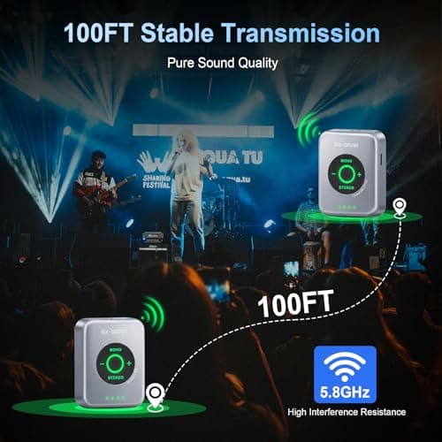 EX GEAR Wireless in Ear Monitor System 5.8GHz, Ultra-Low Latency Clear Stereo Monitoring, 48kHz/24-bit Audio, Rechargeable TX/RX, One-to-Many Auto-Pairing, 100ft Range, Space Gray - Thumbnail 4
