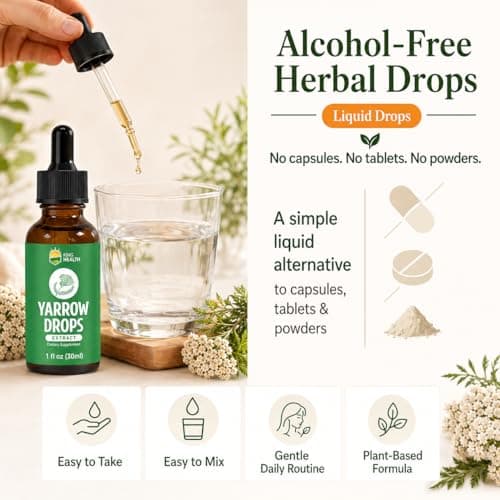 Yarrow Herb Tincture, Organic Yarrow Extract Liquid Drops, Alcohol-Free Achillea Millefolium Herbal Supplement for Women, GMP Certified, Vegan, Non-GMO, Gluten-Free, 1 Fl Oz - Thumbnail 5