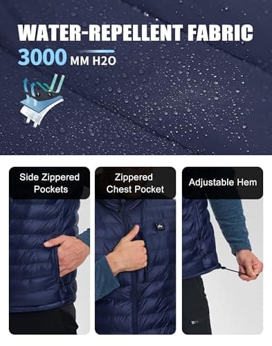 Pioneer Camp Men's Heated Puffer Vest with Battery Pack & Chest Pocket - Lightweight Electric Heating Vests for Winter - Thumbnail 6