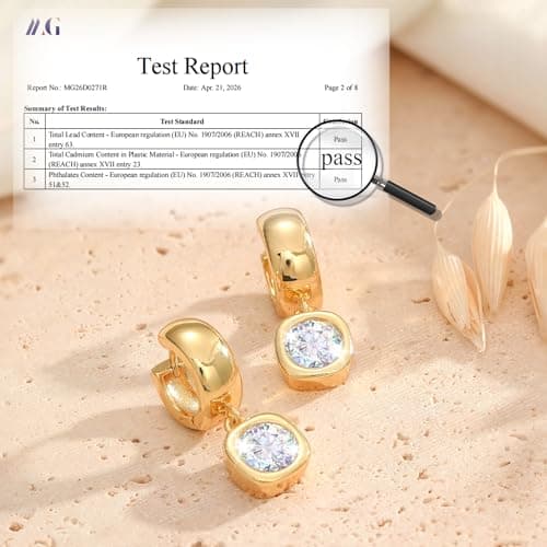 Trendy Gold Dangle Earrings for Women,14K Gold Plated Drop Earring Huggie Chunky hoop Earrings With Bezel-Set Statement Cubic Zirconia Charm Lightweight Hypoallergenic Jewelry Accessories Gifts for Women - Thumbnail 5