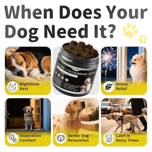 Melatonin for Dogs - Advanced Dog Calming Chews for Restful Sleep & Emotional Support, Calming Treats for Dogs Relaxation, Stress Anxiety Support - Separation, Thunder, Fireworks, Bacon Flavor, 90Ct - Thumbnail 4