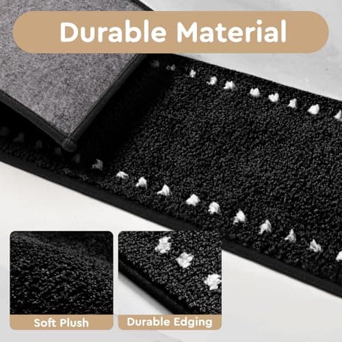 tchdio Stair-Treads Non Slip Indoor 15PC 8"x30" Plush Black Stair Treads for Wooden Steps, Soft Carpet Stair Treads, Peel and Stick Stair Treads Reusable for Kids and Pets, Washable Stair Runner - Thumbnail 2
