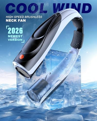 Tenvolti Portable Neck Fan - 6000mAh Rechargeable Personal Fan with 6 Speeds, 360° Cooling Surround Airflow, 20H Long Battery Life Hands-Free Wearable Fan for Outdoor Travel, Office, and Sports - Thumbnail 2