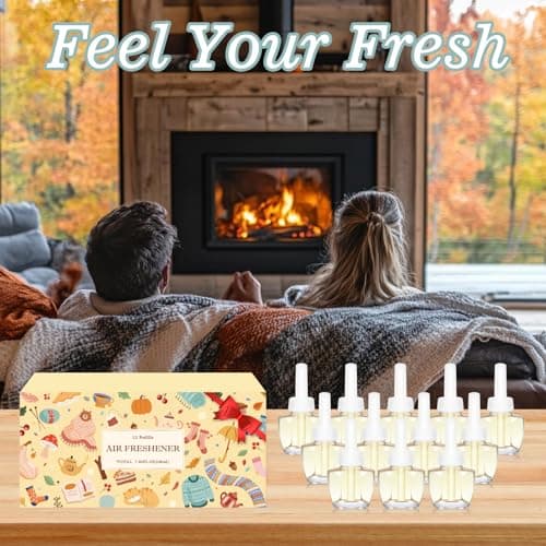 Plug In Air Freshener Refills, Black Currant, Wool Blanket, Hot Chocolate, Warm Fireplace, Summer Scented Refills for Home, 7.92 Fl Oz, 12 Count, Compatible with Air Wick & Glade, Not for Glade Plus - Thumbnail 6