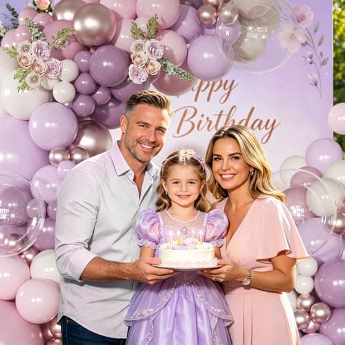 NUTTYBASH Dusty Purple Balloon Garland Arch Kit 126Pcs Light Pink Lavender Purple and Sand White Balloons for Birthday Baby Shower Bridal Shower Wedding Party Decorations - Thumbnail 4