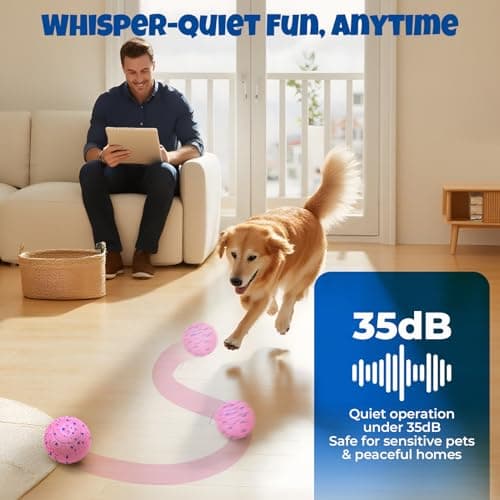 Interactive Dog Toys Dog Ball: Moving Dog Ball for Large Dogs - Automatic Moving, Bouncing, and Rotating, E-TPU Material, IP65 Waterproof Rating, Active Rolling Ball for Medium and Large Dogs - Pink - Thumbnail 6