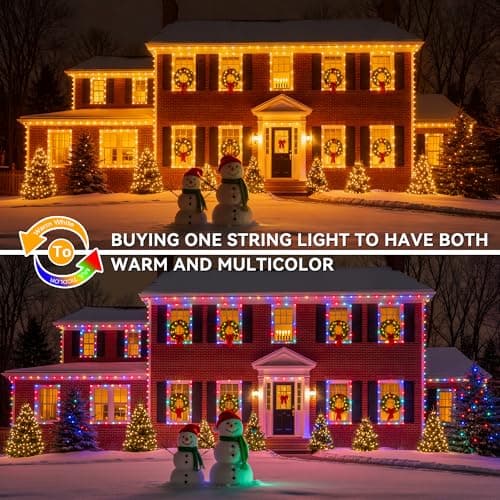 Soagrc Outdoor Christmas Lights, 400LEDs 131FT Christmas Tree String Lights, IP67 Waterproof 11 Modes Warm and Multicolor Holiday Lights with Remote for House Yard Xmas Decorations - Thumbnail 2
