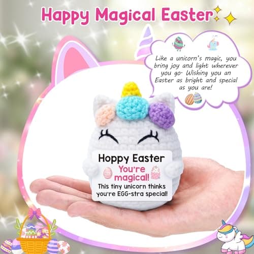 Funny Unicorn Easter Basket Stuffers for Teens Girl Easter Gifts for Kids Her Women Easter Egg Fillers Gifts for Daughter Sister Friend Bestie Coworker College Positive Crochet Unicorn Spring Gift - Thumbnail 2