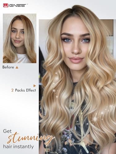 WIGNEE Butterfly Human Hair Extensions Strawberry Highlight Blonde Hair Extensions Real Human Hair 18 Inch Genius Double Weft Human Hair Extensions Glueless and Seamless for Thin hair(18/60A) - Thumbnail 6