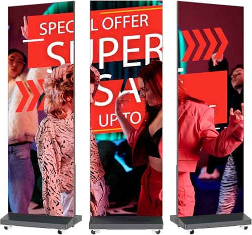 80″ P1.86 LED Poster Screen, Spliceable Flexible Digital Signage Display, Mobile Phone&Computer Software Remote Release, USB Plug-and-Play Full Poster Screen LED Digital Signage Display Black 2-Pack