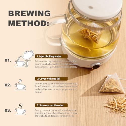 Halcyris Ginger Tea Bags (2g*50 Teabags) – Premium Ginger Root Tea for Support Digestion & Boost Immunity, All-Natural & Caffeine-Free, Non-GMO - Thumbnail 6