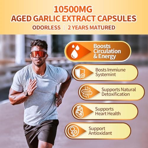 VivoNu Aged Garlic Extract Capsules, 10500mg Odorless Garlic Supplements with Magnesium, Chromium, B1 & B9, Supports Immune Health & Heart Function| 2 Years Matured | 300 Softgels - Thumbnail 3
