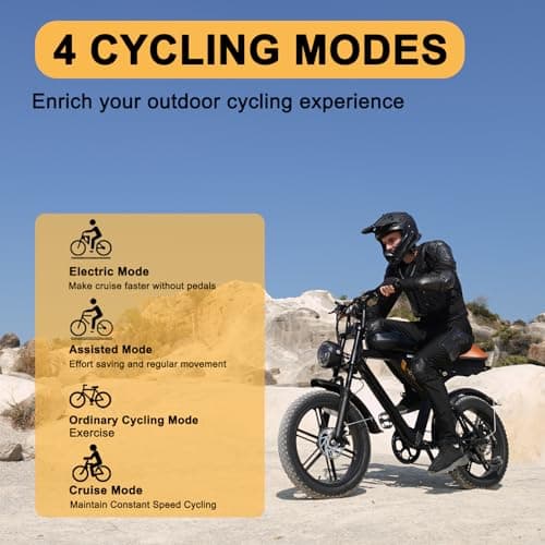 MOVCAN V30 20in Fat Tire Electric Bike for Adults 1000W(Peak 1500W) Motor,28MPH & 70 Miles,with Basket,7 Speed Gear Full Suspension,Digital Display, Electric Bicycle for Commuting/ Off-roading,Brown - Thumbnail 6