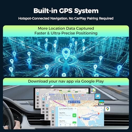 LAMTTO 11'' AI CarPlay Screen with Google-Play Download APPs & Gemini, Smooth 8-Core, Wireless Car Play Android Auto, Vivid 60FPS 1920x720 Display, 1080P Backup Camera/DVR for Road Trip Entertainment - Thumbnail 5
