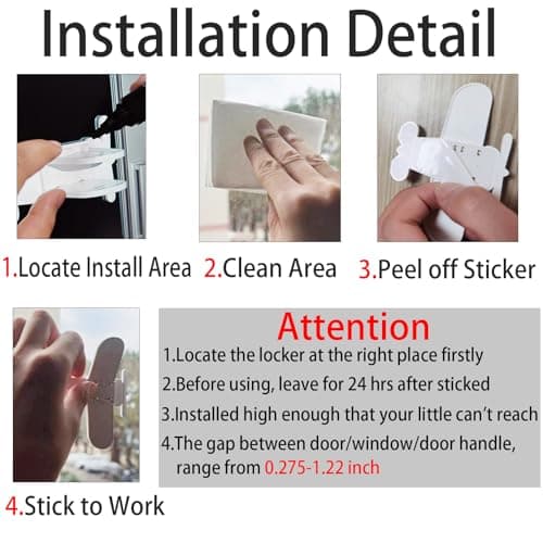 Bstsilver Sliding Door Lock, Slide Glass Closet Stopper, Child Safety Window Latch, Toddler Babyproofing Petproof Security Slider Stop Easy Install, Strong Adhesive for Patio Balcony, 2 Pack, Clear - Thumbnail 5