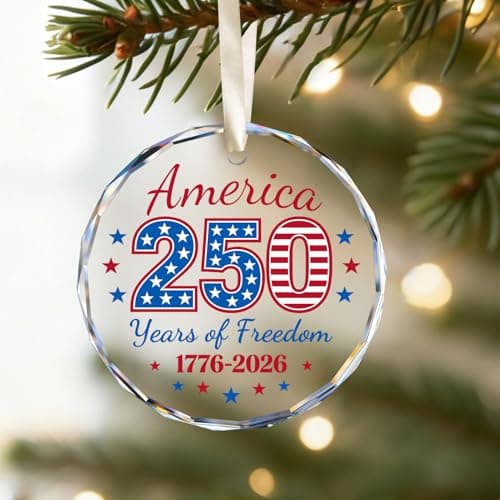 United States 250th Anniversary Ornament, Crystal Glass 1776 2026 Patriotic Decorations, America 250 Years of Freedom Commemorative Ornament Independence Gift - Thumbnail 3