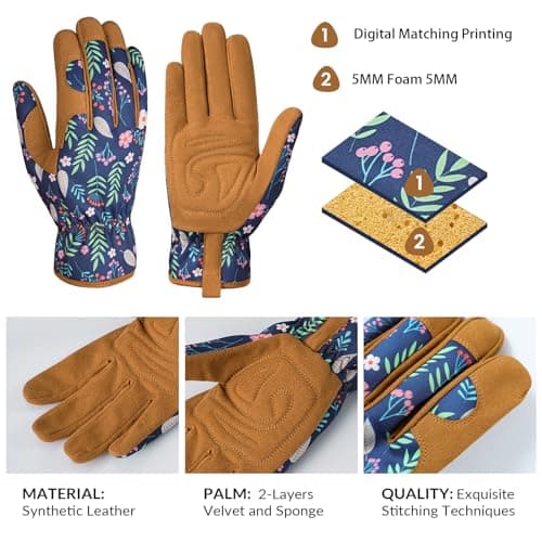 Pleneal Gardening Gloves for Women - Leather Garden Gloves Thorn Proof, Outdoor Protective Working Gloves - Thumbnail 3